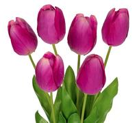 Briful Tulipanes artificiales de 23.6 pulgadas, tulipanes falsos, tallos largos, 6 flores de seda, tulipanes artificiales para jarrón alto, arreglo floral para decoración del hogar, casa de campo y