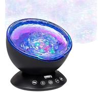 Bright Autism Lámpara de mar sensorial calmante - Proyector de luz nocturna para niños, 7 modos de luz, reproductor de música que cambia de color, sonidos de relajación de la naturaleza