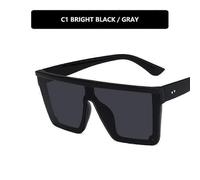 Bright Black All Greyladies Men's Sunglasses Oversized Square Rimless Sunglasses Uv400 Sunglasses Trend Big Frame One-piece Sunglasses New Men