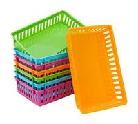 Bright Creations Cestas de almacenamiento de plástico para el aula (paquete de 8), 4 colores