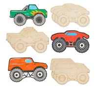 Bright Creations - Recortes de madera sin terminar para manualidades (24 unidades), camiones monstruos