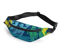 Bright Dino Grunge Pattern Cartoon Dachshund Yoga Dogs Poses Fanny Pack, Adult Kids Sport Riñonera para Hombres Mujeres
