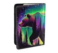 Bright Forests and Starry Skies - Funda organizadora para pasaporte de piel sintética para viajes, para hombres y mujeres, 6.5 pulgadas, Black, Talla única
