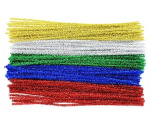 Bright Ideas Limpiadores de tuberías para manualidades, 100 espumillones largos surtidos de 300 mm x 6 mm, limpiadores de tuberías multicolor, artes y manualidades, verde oscuro, azul oscuro, rojo,