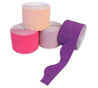 Bright Ideas Rollos de Borde Corrugado para exhibiciones Escolares, Paquete de 4, Morado/Rosa, 10 cm x 7,5 m, Papel, 10cm x 7.5m PK04, 30