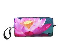 Bright Lotus - Bolsas de cosméticos para mujer, bolsa de maquillaje portátil, bolsa de almacenamiento de viaje, bolsa de recepción diaria, bolsa de aseo de gran capacidad, White, Talla única