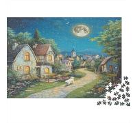 Bright Luna Pueblo Tranquilo Rompecabezas Puzzle,1000pcs (75x50cm) Adulto Juego EduGatoivo Decoración del Hogar