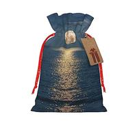 Bright Moon At Sea Hippie Christmas - Bolsas de regalo con cordón, reutilizables para regalos, fiesta de Navidad, vacaciones