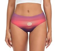 Bright Moon at Sea Hippie Print Pragmático Ropa interior elástica para mujer, ajuste cómodo, suave, uso diario, Negro, M