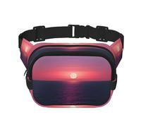 Bright Moon at Sea - Riñonera con extensor para hombres y mujeres, riñonera con bolsillos con cremallera, Negro -, Talla única