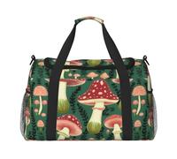 Bright Mushrooms Art - Bolsa de viaje con cremalleras y asas, bolsa de lona plegable grande para vacaciones familiares, Black, Talla única