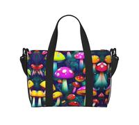 Bright Mushrooms Art - Bolsas de viaje para mujer, duraderas, bolsas de viaje para gimnasio, viajes nocturnos, color negro, talla única