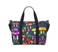 Bright Mushrooms Arts Print - Bolsa de transporte versátil para viajes, gimnasio, negocios, deportes, estancias de fin de semana, color negro, talla única, Black, Talla única