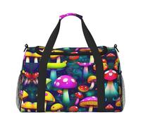 Bright Mushrooms - Bolsa de lona grande de viaje para mujer, diseño de hongos, Negro -, Talla única
