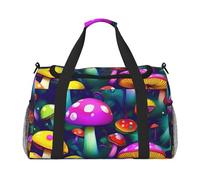 Bright Mushrooms - Bolsa de mano plegable con impresión artística de gran capacidad para escapadas de fin de semana en avión