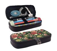 Bright Mushrooms - Neceser de piel con estampado artístico de hongos, funda de piel con solapa, monedero espacioso, bolsa de almacenamiento, Negro -, Talla única