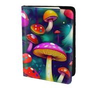 Bright Mushrooms - Soporte para pasaporte con impresión artística de hongos, artículos esenciales de viaje, cartera antirrobo para tarjetas y pasaportes, tamaño para adaptarse a todos los pasaportes