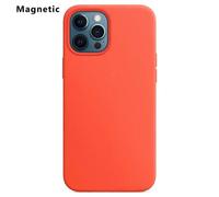 (Bright Orange, Multicolor) For iPhone 12 Pro Max Compatible with MagSafe Liquid Silicone Phone Back Cover (No Logo) - Dark Purp