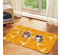 Bright Orange,Waterproof Pet Feeding Mat,PU Leather Placemats for Cat Dog Water Bowl,Food Mats,30x45cm