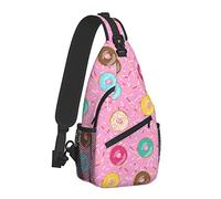 Bright Pink Tasty Donuts and Sprinkles Sling Bag para Mujeres Hombres, Crossbody Shoulder Bags Casual Sling Backpack Chest Bag Travel Senderismo Mochila para Exteriores