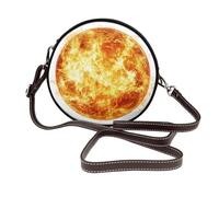 Bright Radiant Sun - Bolso cruzado redondo de piel para mujer