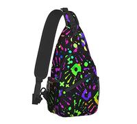 Bright Rainbow Handprints Sling Bag para Mujeres Hombres, Crossbody Shoulder Bags Casual Sling Backpack Chest Bag Travel Senderismo Mochila para Exteriores