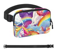 Bright Rainbow Unicorn-75 - Riñonera de estilo unisex: riñoneras de moda, bolsas cruzadas deportivas delgadas a la moda para correr, senderismo, senderismo, mujer, hombre, multicolor, 1.5 x 9.0 x 5.9