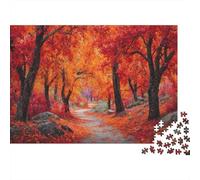 Bright Red Autumn Leaves Cover The Ground 1000pcs (75x50cm) Puzzle Adecuado para Adultos Y Multitud Mayores De 14 Años