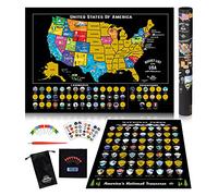 Bright Standards Mapa para rascar de Estados Unidos + póster para rascar de los 63 parques nacionales de Estados Unidos, 85 monumentos de Estados Unidos, kit de mapas de viaje, 50 mapas de aventura de