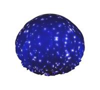 Bright Stars - Gorro de ducha reutilizable con estampado de estrellas de doble capa, mantiene el cabello seco, se adapta a todas las cabezas