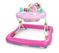 Bright Starts, Andador Primeros Pasos Plegable para Bebés - Floral Friends, barra de actividades con ábaco divertido y colorido, altura ajustable, fácil de guardar, desarrollo motriz, rosa, 6 meses +