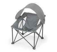 Bright Starts Pop 'N Chill Asiento de viaje, uso en interiores y exteriores, asiento infantil con toldo UPF 50+, gris, edades de 0 a 6 meses