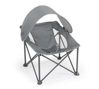 Bright Starts Pop 'N Chill Asiento de viaje, uso en interiores y exteriores, asiento infantil con toldo UPF 50+, gris, edades de 0 a 6 meses
