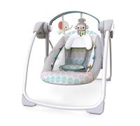 Bright Starts Columpio Automático Portátil de 6 Velocidades con Velocidad Adaptable, Taggies, Música, Barra de Juguetes Extraíble, 0-9 Meses 6-20 lbs (Whimsical Wild)