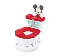 Bright Starts, Disney Baby Orinal 2 en 1 Mickey Mouse, con Sonidos Realistas de Descarga, Música y Aplausos, Pegatinas Personalizables, Rojo