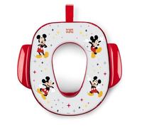 Bright Starts Disney Mickey Mouse - Asiento de inodoro suave para niños pequeños, asiento de entrenamiento acolchado con asas y gancho para colgar, se adapta a la mayoría de inodoros, más de 18 meses