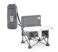 Bright Starts, Elevador Portátil Pop 'N Sit, Uso Interior y Exterior, Asiento de Suelo con Bandeja para Comer, Gris, 6 Meses a 3 Años