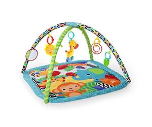 Bright Starts Kids II Bright Starts, Gimnasio de actividades Zippy Zoo y alfombra con juguetes portátiles, a partir del nacimiento