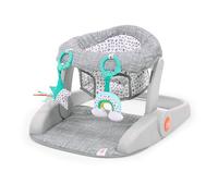Bright Starts Learn-to-Sit - Asiento de Suelo para Bebé con 2 Posiciones Ajustables, Silla Portátil que Crece con el Bebé, Incluye Juguetes Sensoriales, Unisex, 4-12 Meses, Gris