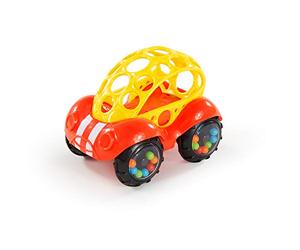 Bright Starts, Oball Easy Grasp Rattle & Roll Buggie Sonajero Cochecito de Empuje sin BPA Juguete Infantil para Gatear, 1 Pack, A Partir de 3 Meses, Rojo/Amarillo