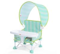 Bright Starts Pop 'N Sit Cabana Asiento Elevador Portátil con Toldo UPF, Asiento de Suelo, Uso Interior/Exterior, Plegado Compacto, Turquesa, 6 Meses - 3 Años