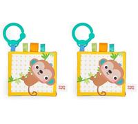 Bright Starts Safari Buddies Libro de Tela Suave, Páginas de Felpa Crujiente con un León, un Mono, un Elefante y Más, Primer Libros Blandos para Bebé, Unisex, Desde el Nacimiento (Paquete de 2)