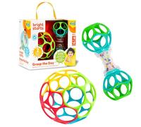 Bright Starts, Set de Regalo Grasp the Day, Oball de Fácil Agarre, Pack de 2 Juguetes con Pelota y Sonajero, Sin BPA, Unisex, Desde Recién Nacidos en Adelante