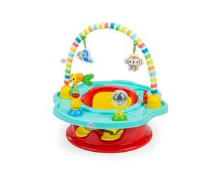 Bright Starts, Súper Asiento 3 en 1 Playful Paradise, Asiento de Actividades con Juguetes, Bandeja para la Merienda, Asiento Elevador, Sin BPA, Unisex, Para Niños Mayores de 6 Meses