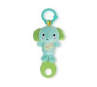 Bright Starts, Tug Tunes, Juguete de Peluche de Actividad Musical para Cochecito de bebés o Asiento del Coche, 4 melodías - Elefante - Unisex, Recién Nacido +