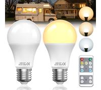 BrightArk 8W E27 12V-85V Led Bombilla de Baja Tensión 12V 24V 36V 48V con Control Remoto, 60W Equivalente, Ideal para Sistemas de Solar, RV Camper, Iluminación Marina