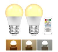 BrightArk Bombilla LED E27 con Control Remoto, 3 Colores (3000K-6000K) Bombilla Dimmable E27 para Dormitorio de Sala de Estar, Bombillas de Control Remoto con Temporización (paquete de 2)