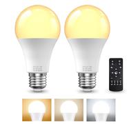 BrightArk Bombilla LED E27 con Mando a Distancia, Bombilla Regulable E27, Bombillas LED 9W, 3 Temperaturas de Color 3000K-6000K, Bombillas con Mando con Temporizador y Función de Memoria