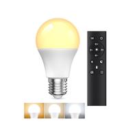 BrightArk Bombilla LED E27 con Mando a Distancia, Bombilla Regulable E27, Bombillas LED 9W, 3 Temperaturas de Color 3000K-6000K, Bombillas con Mando con Temporizador y Función de Memoria
