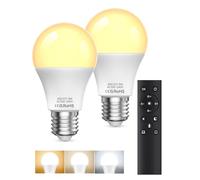 BrightArk Bombilla LED E27 con Mando a Distancia, Bombilla Regulable E27, Bombillas LED 9W, 3 Temperaturas de Color 3000K-6000K, Bombillas con Mando con Temporizador y Función de Memoria